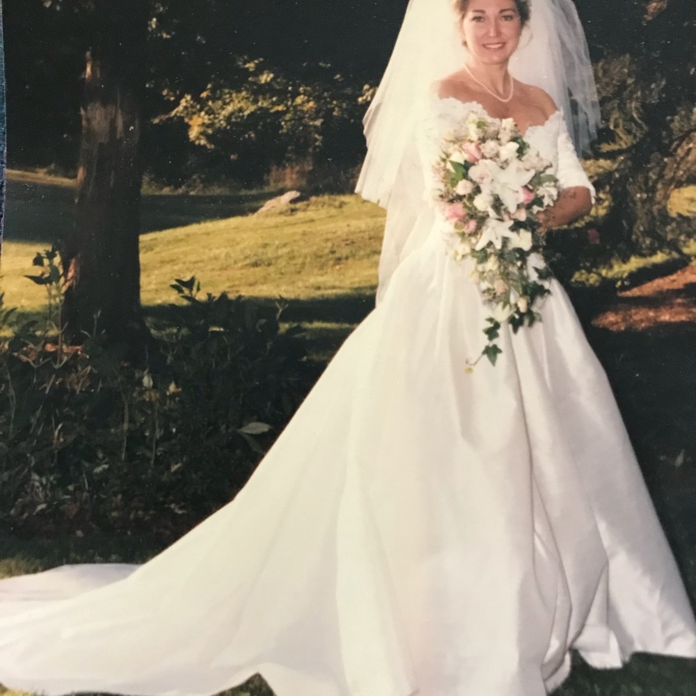 Priscilla of Boston wedding dress and veil
